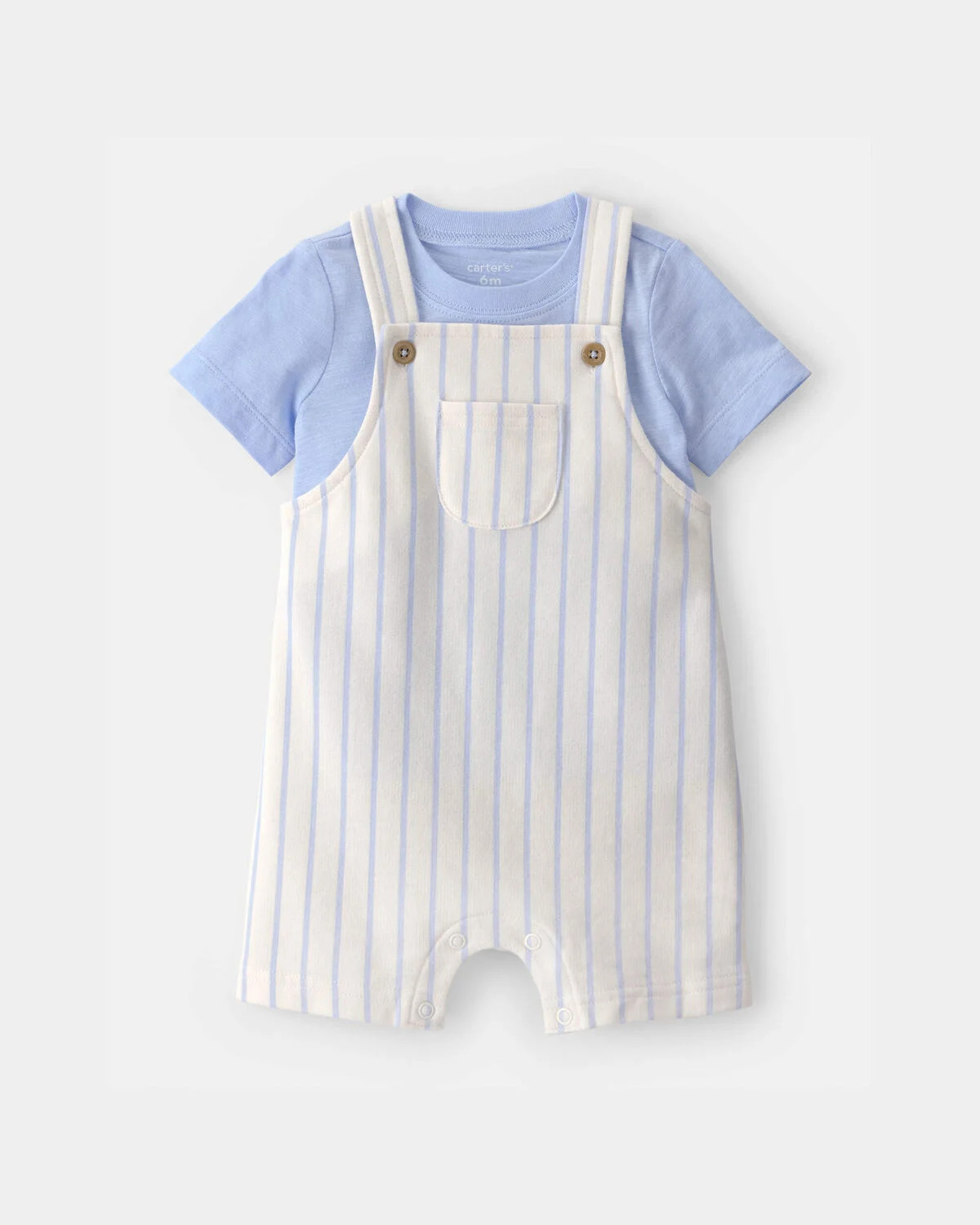 Baby 2-Piece Stripe Overall Set - Blue/Ivory | Carter's Inc