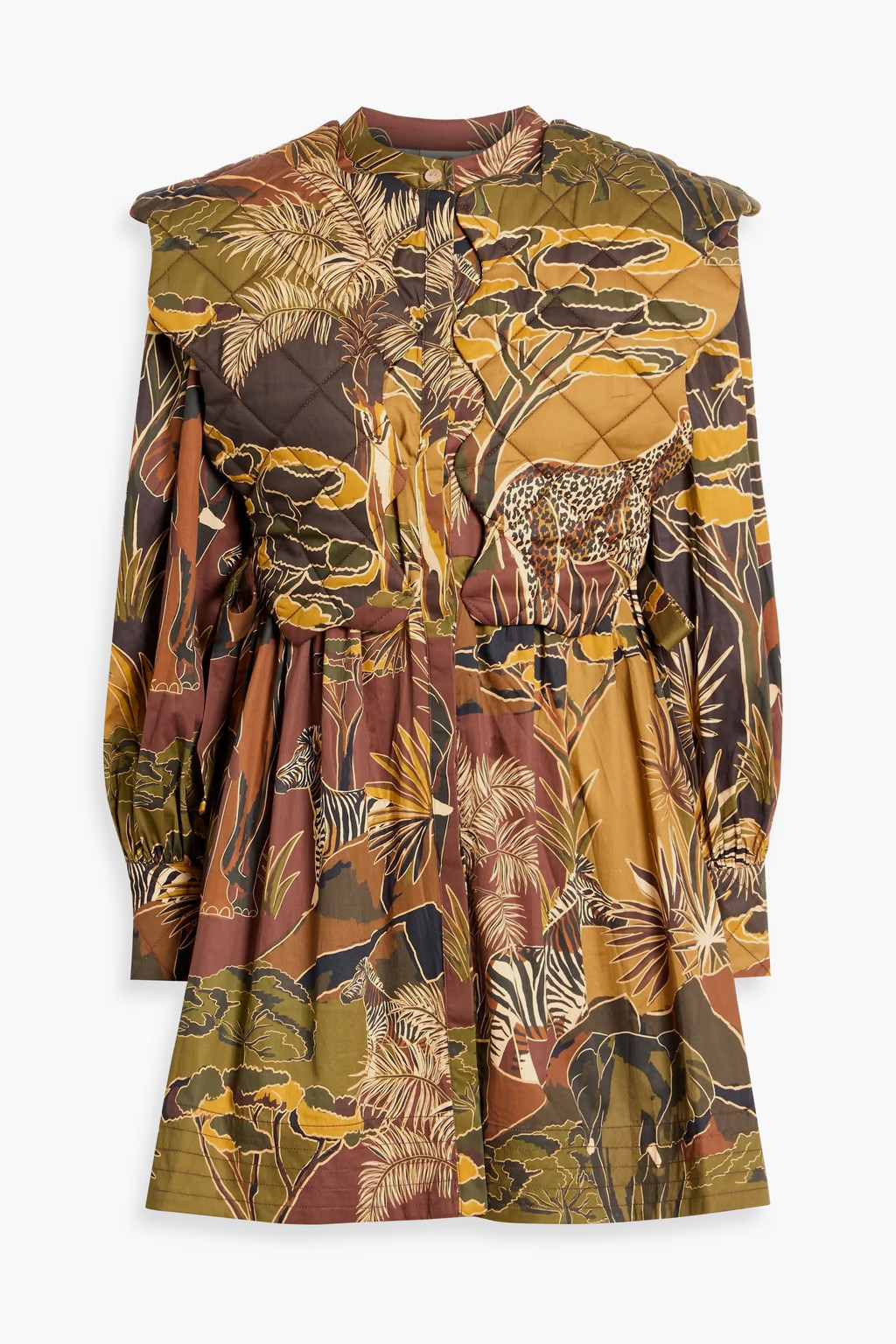 Quilted printed cotton-poplin mini dress | The Outnet (US and CA)