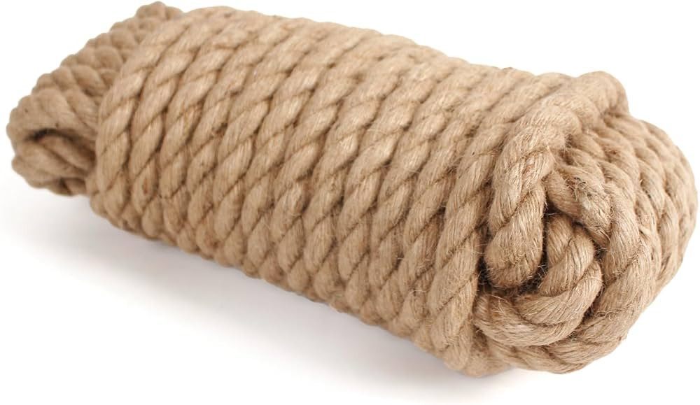 MERIANE Jute Rope 3/4 inch x 50 ft, Natural Thick Twisted Rope Multipurpose for Indoor and Outdoo... | Amazon (US)