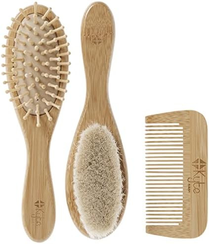 Kyte BABY Bamboo 3-Piece Brush Set - 1 Goat Hair Brush, 1 Wooden Bristle Brush and 1 Bamboo Comb | Amazon (US)