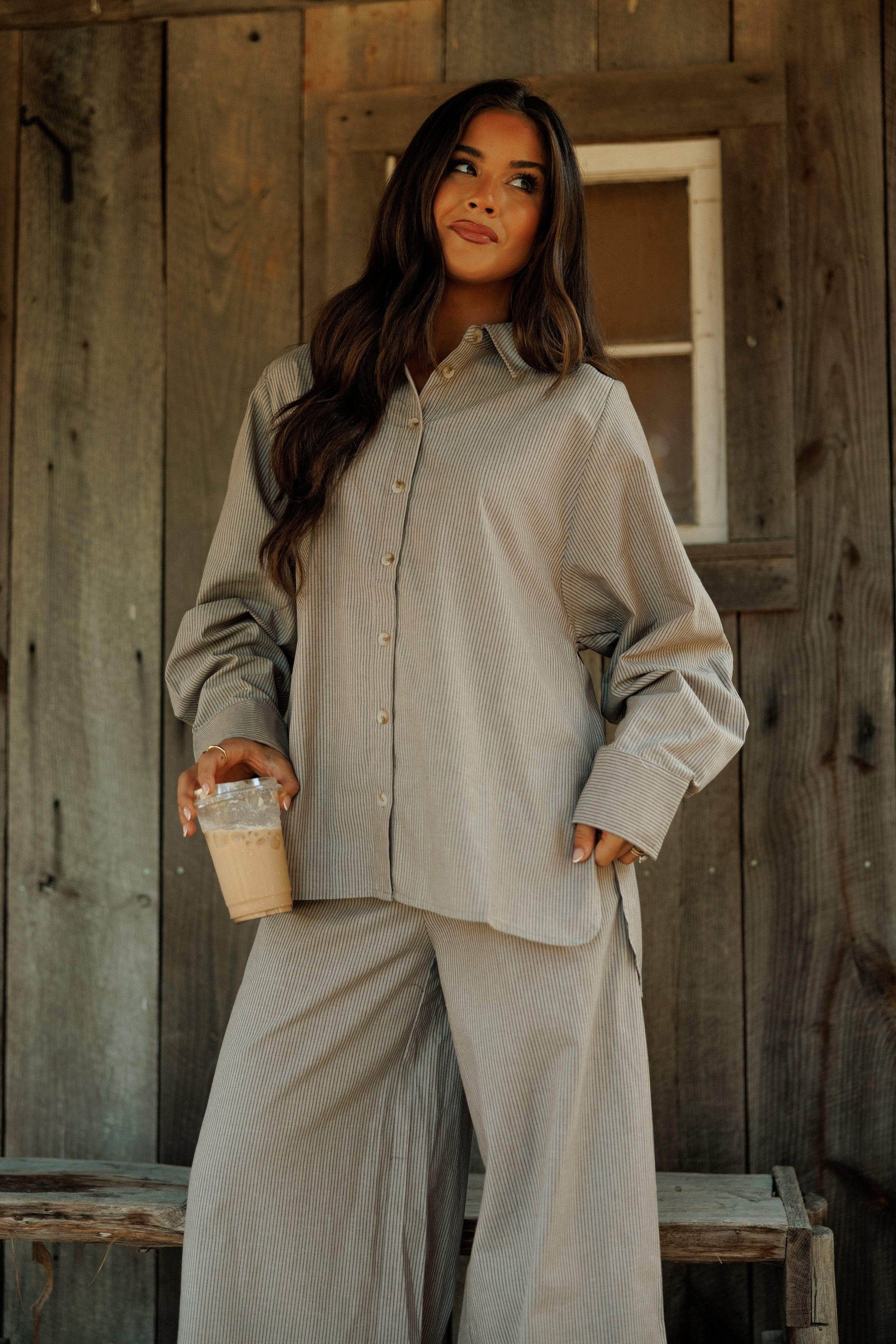 Second Cup Striped Shirt | Lane 201 Boutique