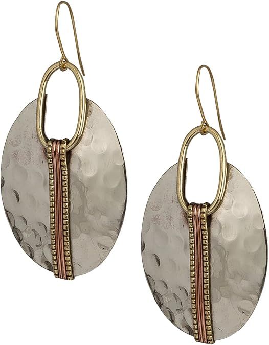 Boho Oval or Round Ethnic Hammered Earring for Women | Amazon (US)