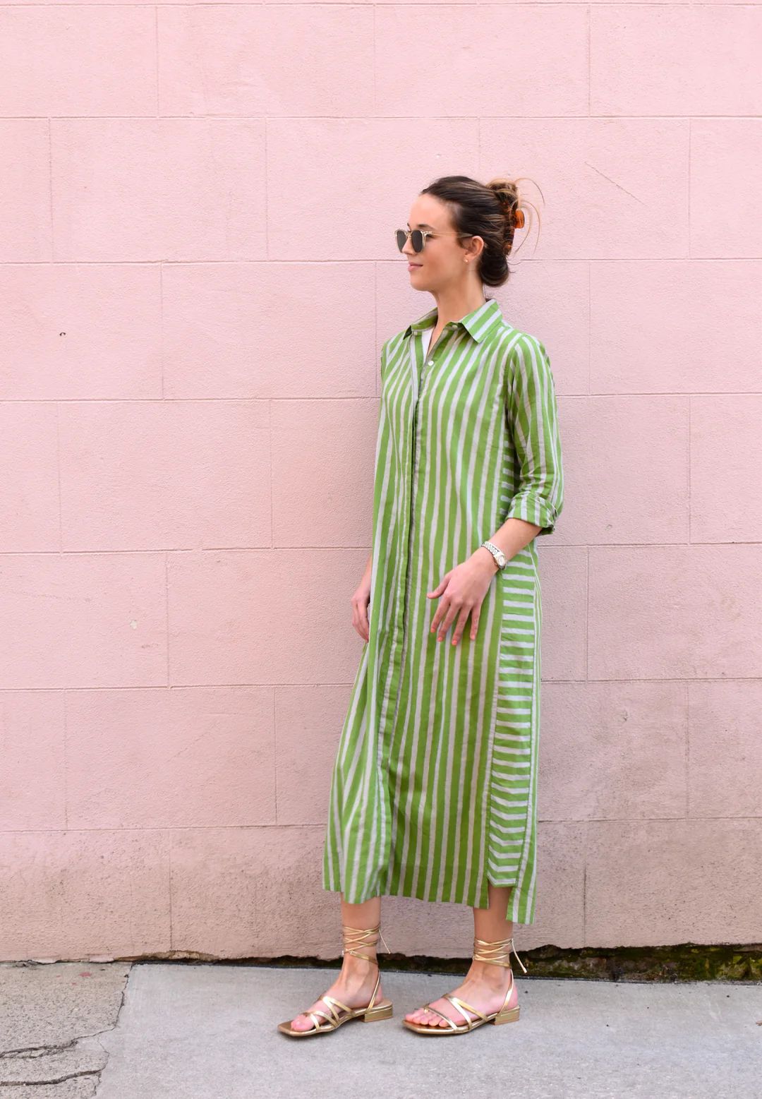 Elizabeth Maxi Green Stripe | Madison Mathews