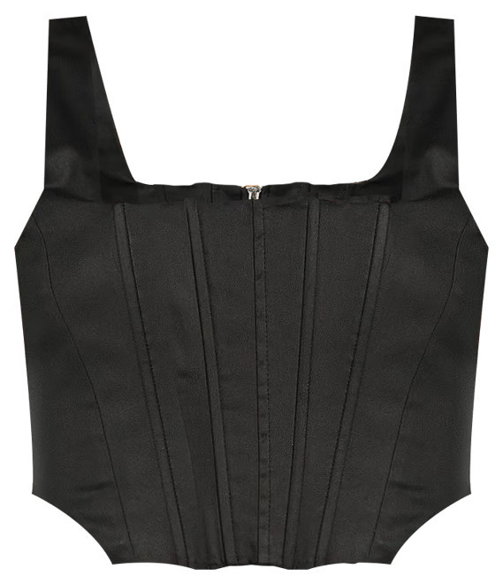 Michelle Coated Denim Square Neckline Sleeveless Coordinating Corset Top | Dillard's