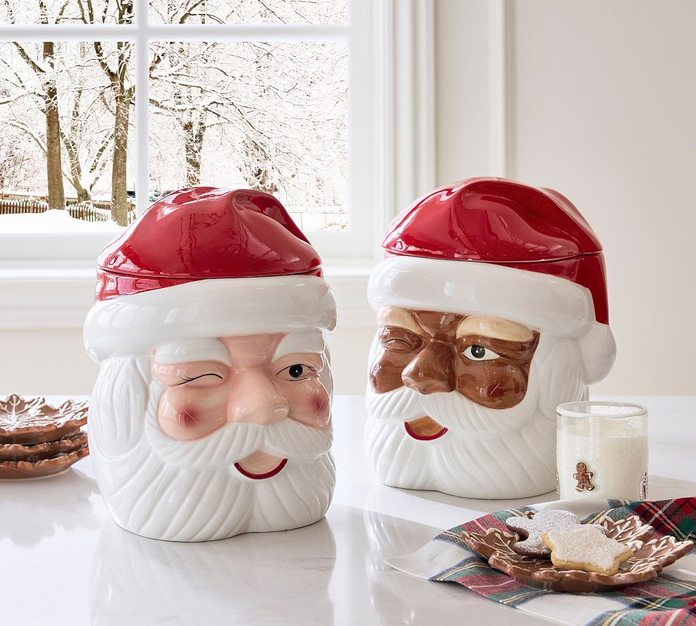 Cheeky Santa Ceramic Cookie Jar | Pottery Barn (US)
