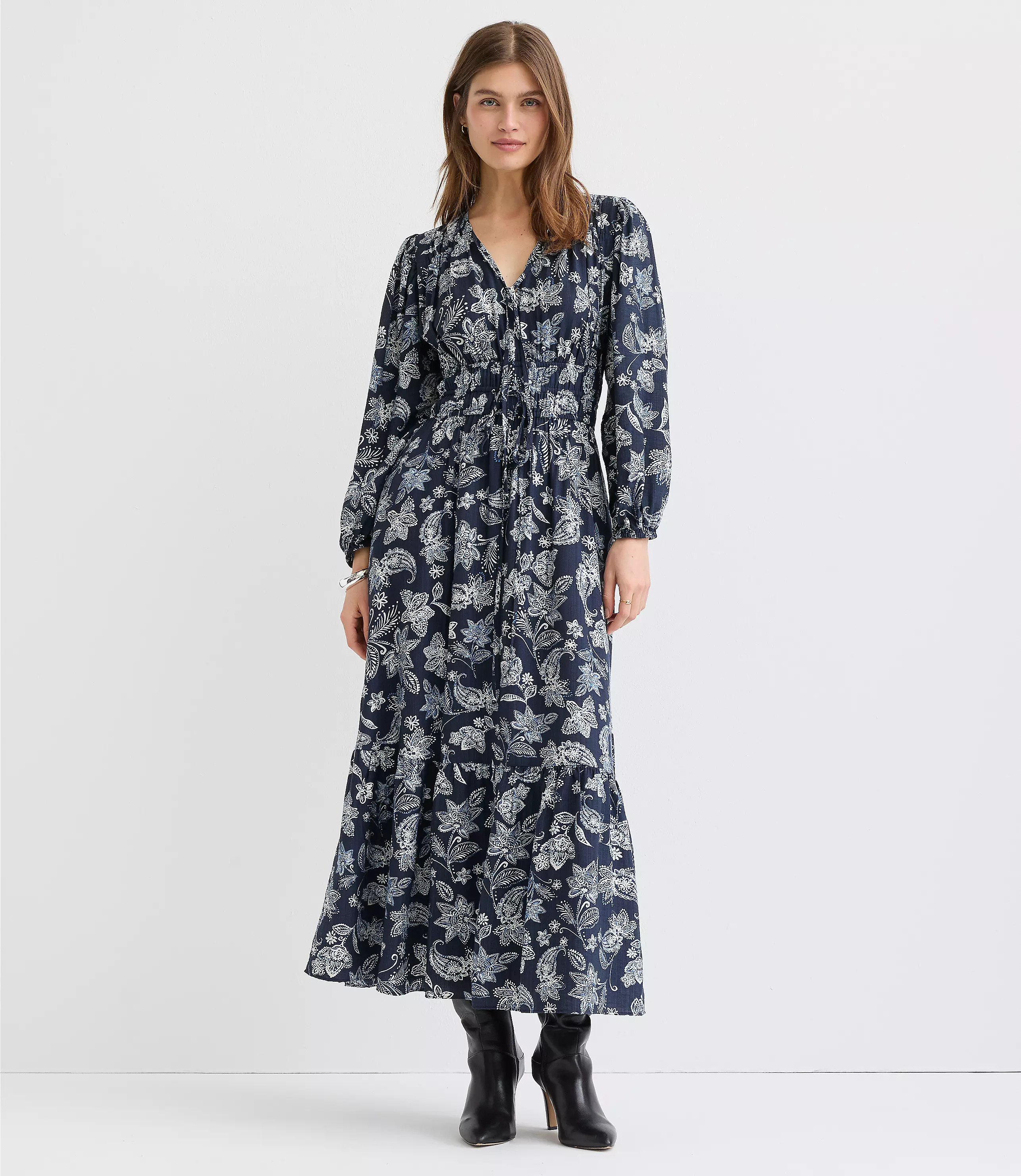 Paisley Bow Maxi Pocket Dress | LOFT