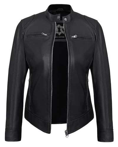 UrbanFocal Black Leather Biker Jacket Women - Women's Leather Jacket | [101003103] Black Ddge, M | Amazon (US)