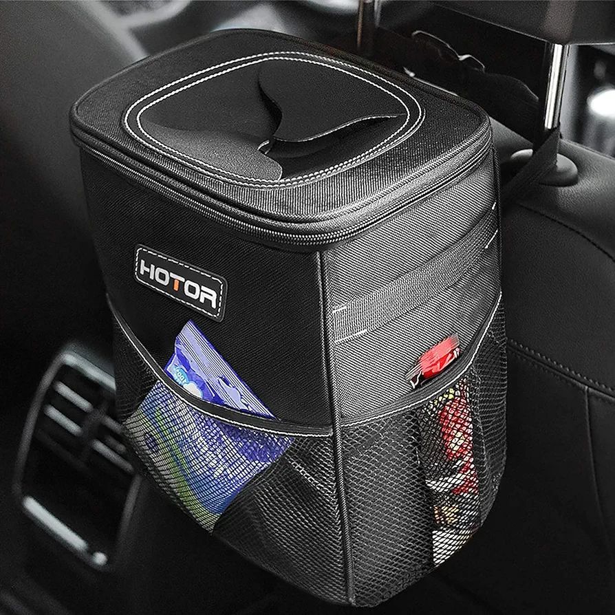 HOTOR Trash Can with Lid and Storage Pockets, 100% Leak-Proof Organizer, Waterproof Garbage Can, ... | Amazon (US)
