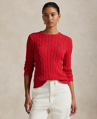 Women's Cable-Knit Cotton Crewneck Sweater | Macy's