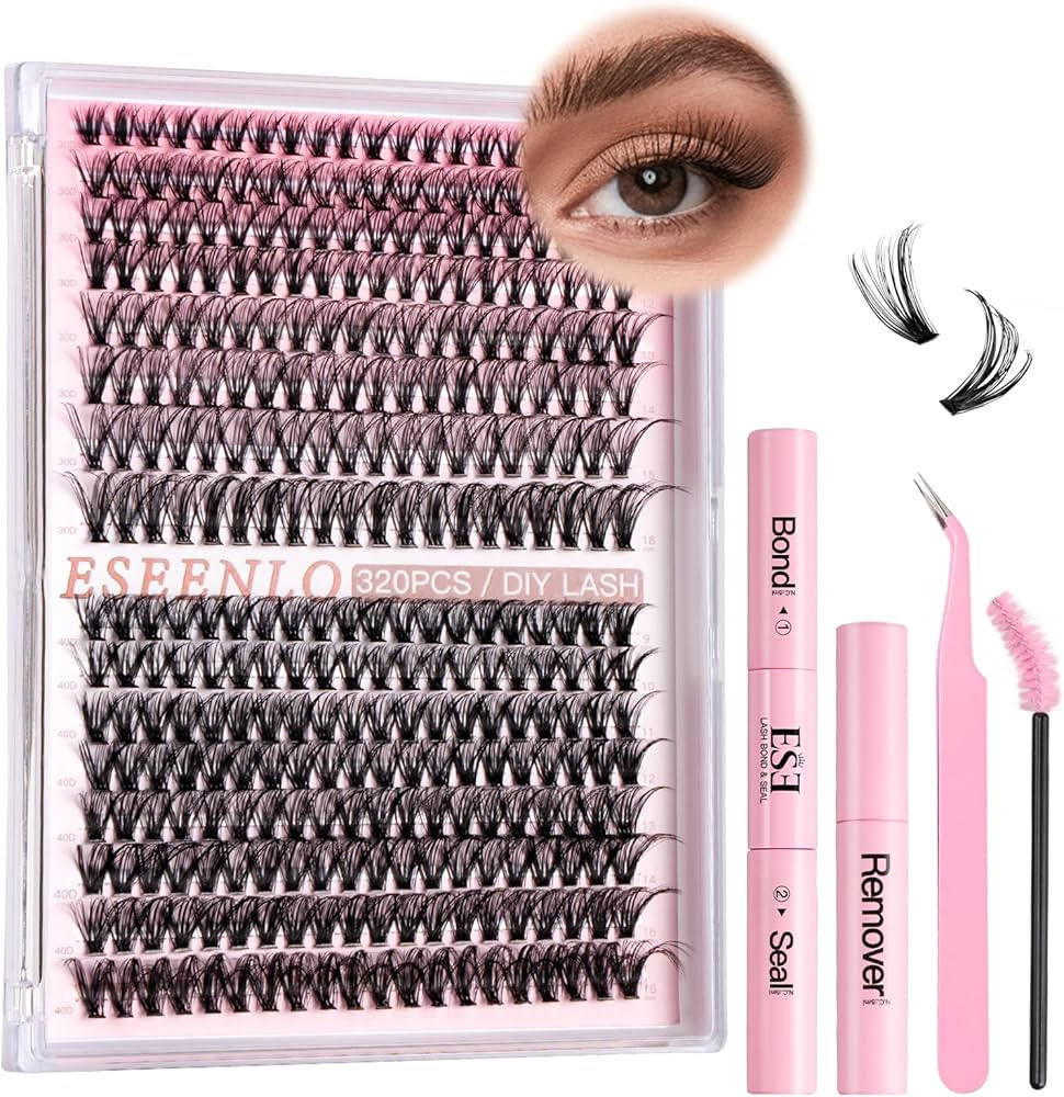 Lash Extension Kit DIY 320pcs Lash Clusters Eyelash Extension Kit, 9-16mm Mix 30D 40D Curl Indivi... | Amazon (US)