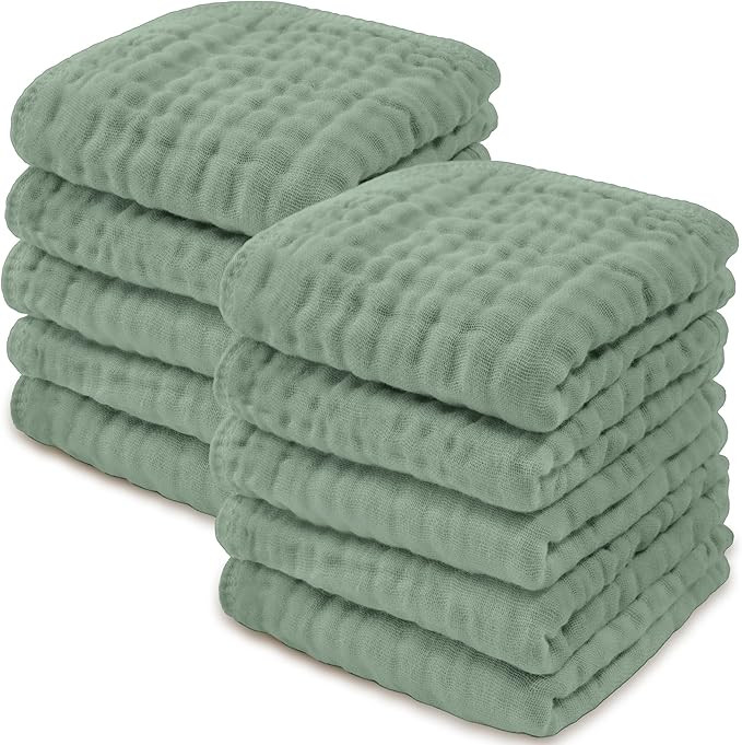 Baby Washcloths, Muslin Cotton Baby Towels, Large 10”x10” Wash Cloths Soft on Sensitive Skin,... | Amazon (CA)