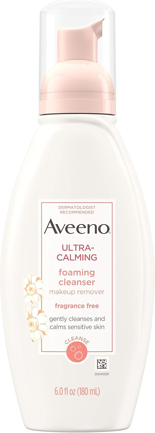 Aveeno Ultra-Calming Foaming Cleanser & Makeup Remover Facial Cleanser with Calming Feverfew, Face W | Amazon (US)