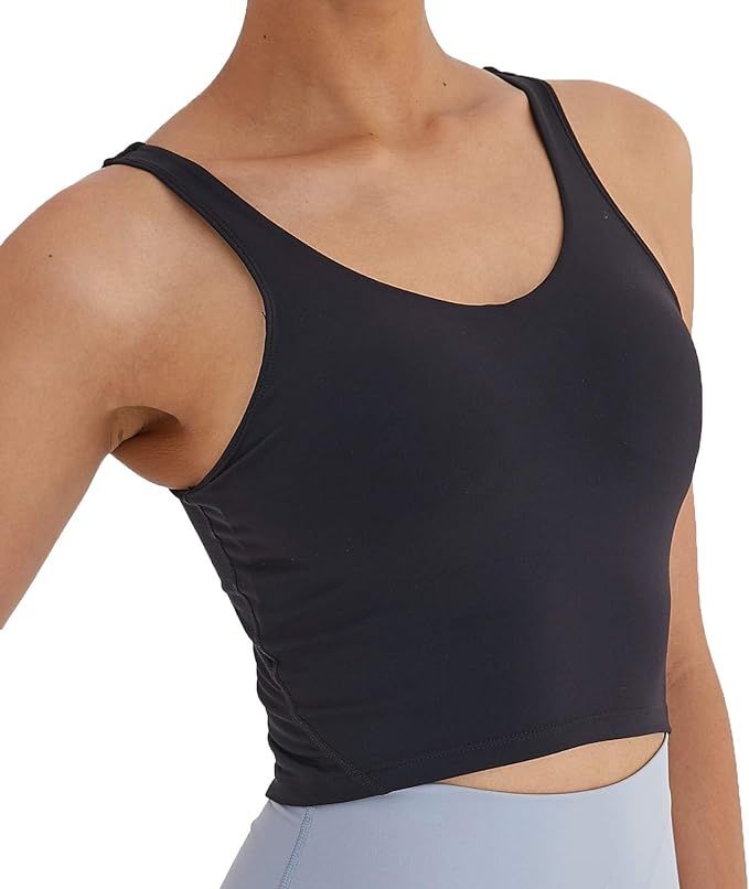 Meslong Women's Longline Sports Bra Yoga Crop Tank Tops Wirefree Padded Gym Running Workout | Amazon (US)