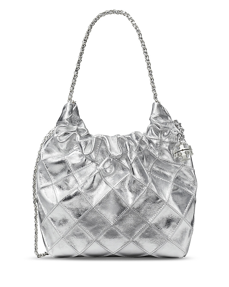 Tory Burch Fleming Mini Metallic Leather Hobo Bag | Bloomingdale's (US)
