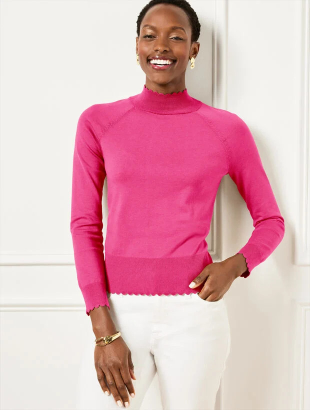 Scallop Edge Raglan Sweater | Talbots