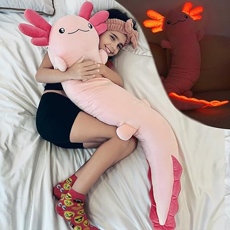 Tezituor Pink Axolotl Stuffed Animal for Easter Girls 48 inch Glow-in-Dark Plush Toy Body Pillow ... | Amazon (US)