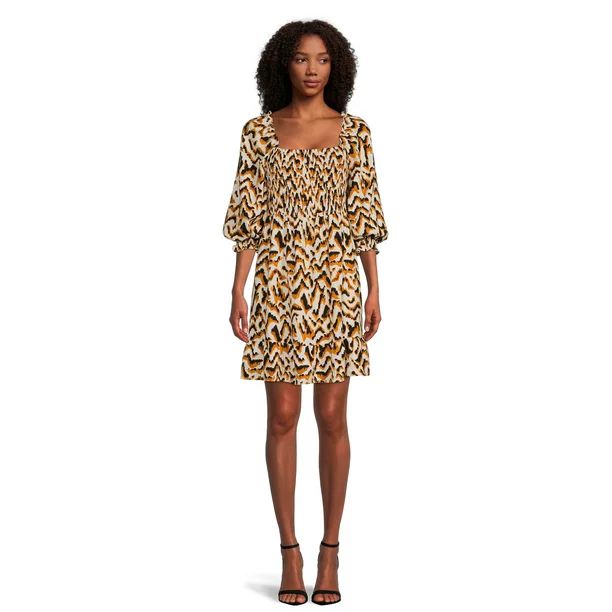 The Get Women’s Long Sleeve Square Neck Mini Dress | Walmart (US)