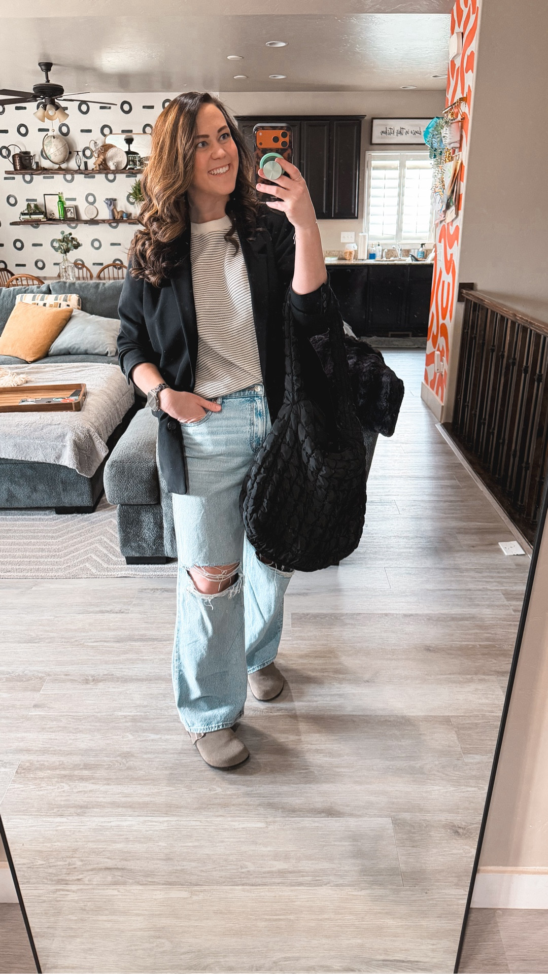XL in the shirt & blazer 
16 Long in the jeans 🥰 

@American Eagle Outfitters 

#LTKMidsize #LTKTall #LTKWorkwear