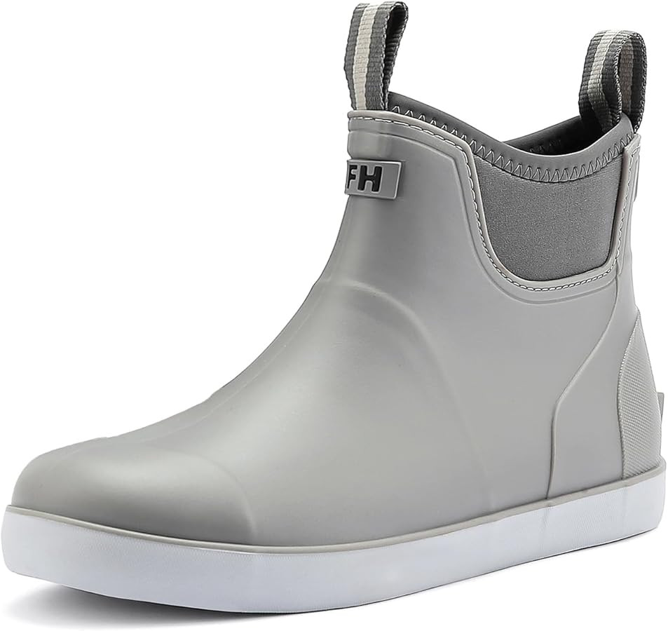 Men's Deck Boots, Waterproof Ankle Rain Boots Men Anti-Slip Traction, Outdoor Rubber Fishing Gard... | Amazon (US)