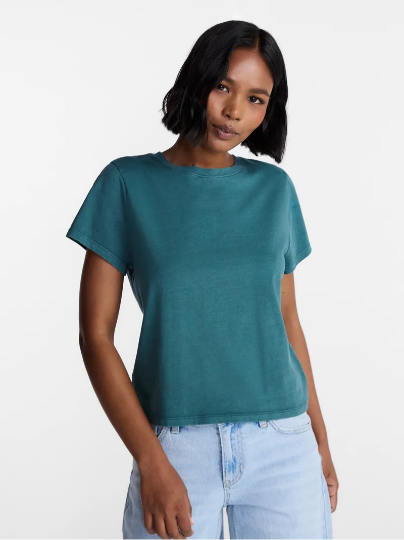 No Boundaries Washed Relaxed Fit Cotton Tee, Women's XXS-XXL | Walmart (US)