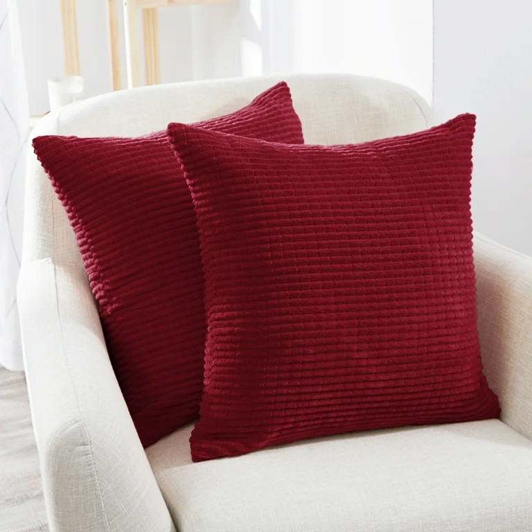 Deconovo Corduroy Decorative Red Pillow Cover Square Cushion Covers Pillowcase for Sofa Couch Dar... | Walmart (US)