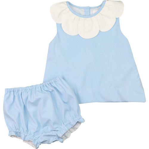 Blue And White Petal Collar Diaper Set | Cecil and Lou