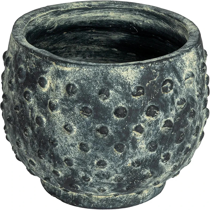 Creative Co-Op Distressed Terra Cotta Hobnail Planter, Black | Amazon (US)