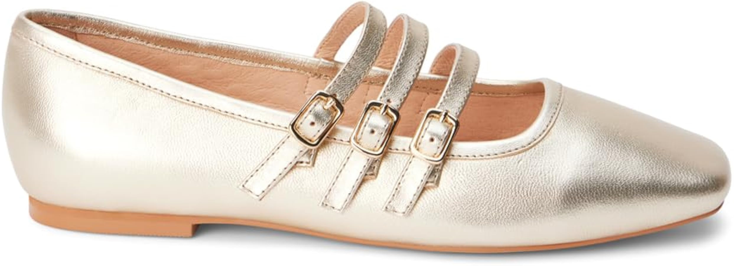 Matisse Womens Nova Metallic Mary Jane Ballet Flats Casual - Gold | Amazon (US)