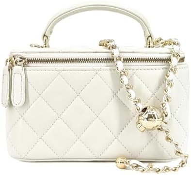 Small Genuine Leather Purse Quilted Crossbody Bag for Women, Mini Top-Handle Shoulder Handbag w/G... | Amazon (US)