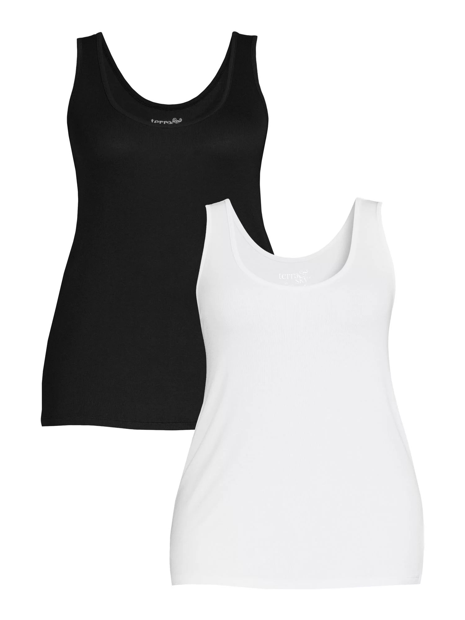 Terra & Sky Women's Plus Size Layering Tank Top, 2-Pack | Walmart (US)
