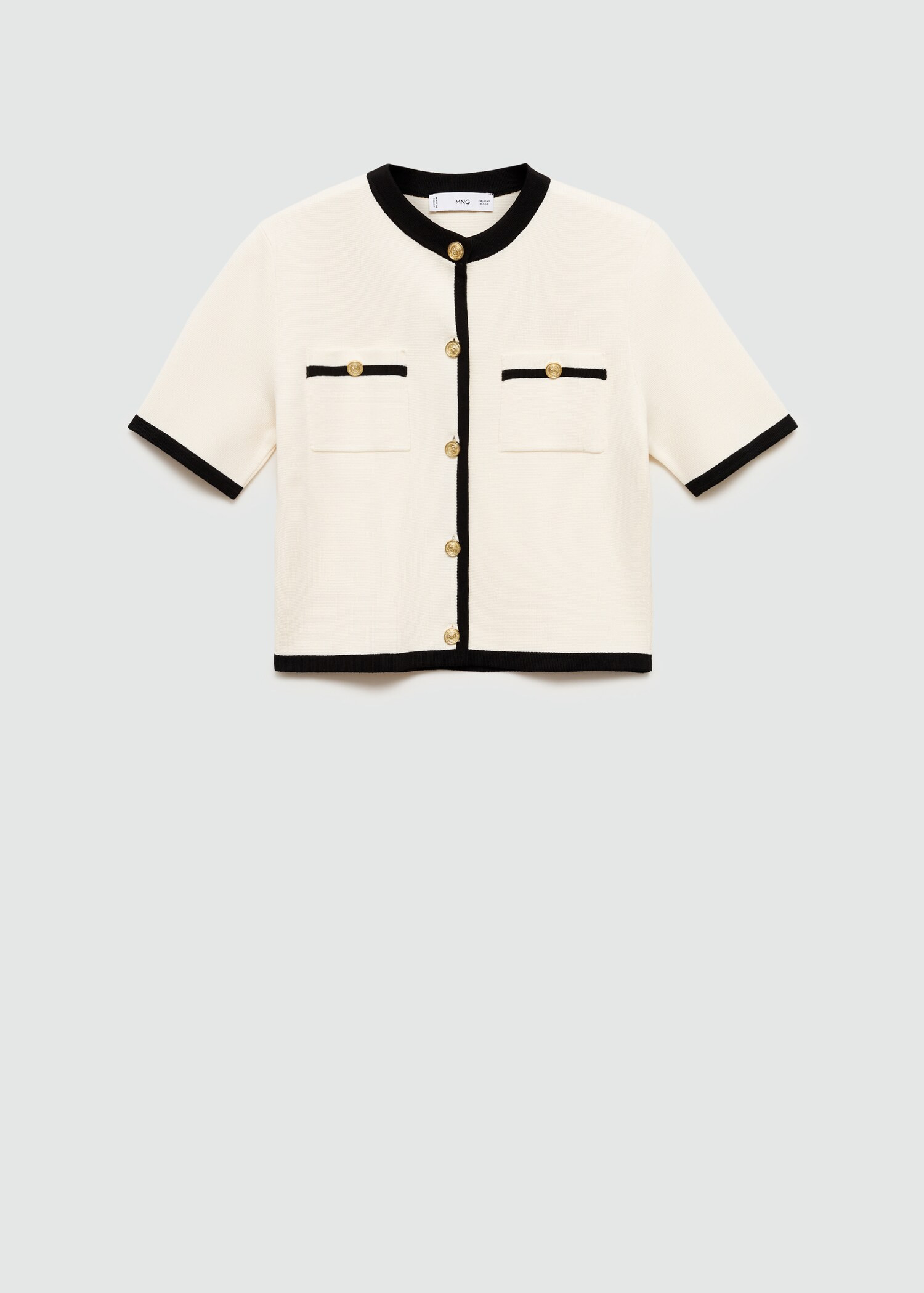 Short-sleeved cardigan with contrasting trims - Woman | MANGO USA | MANGO (US)