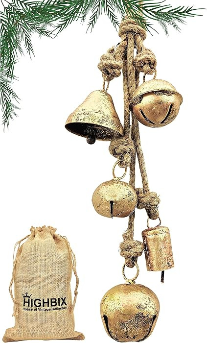 HIGHBIX Set of 5 Rustic Harmony Metal Jingle Bells Cluster Vintage Handmade Lucky Christmas Hangi... | Amazon (US)