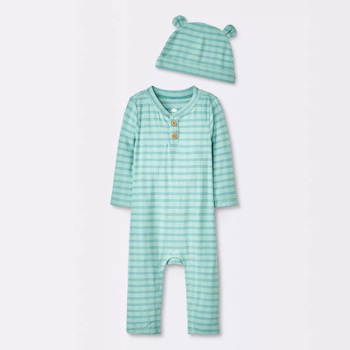 Baby Boys' Jacquard Checkered Romper & Hat - Cloud Island™ Blue | Target