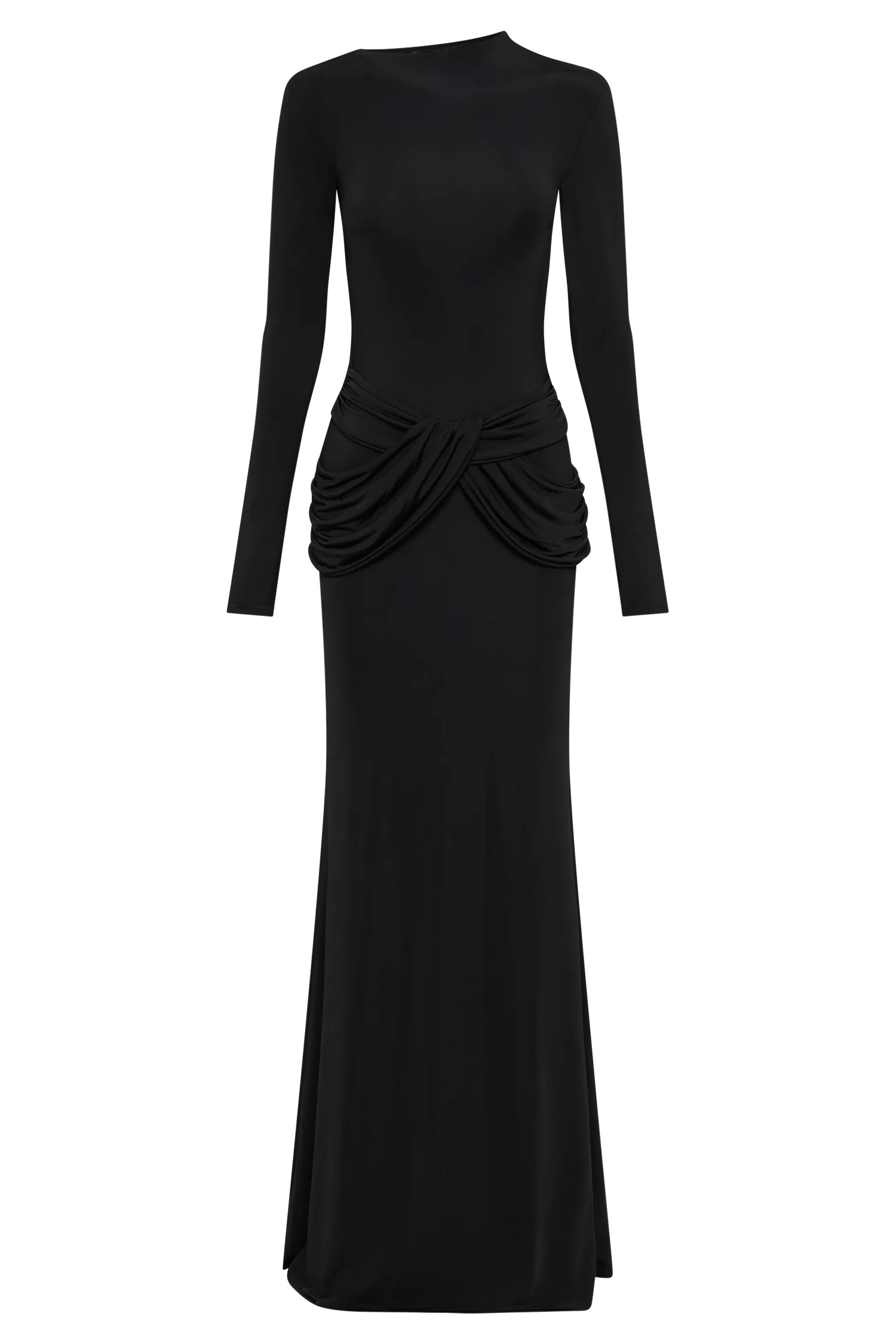 Halcyon Long Sleeve Slinky Maxi Dress - Black | MESHKI US