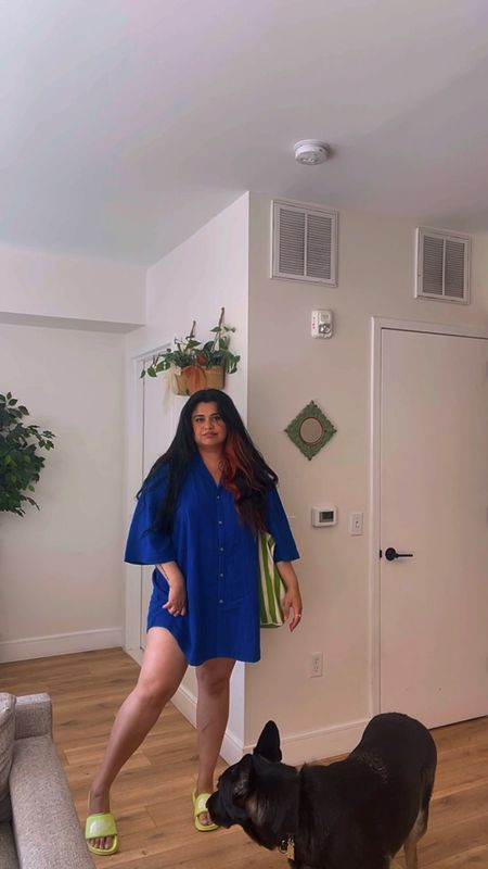 i love this beach cotton cover up dress💙 It also functions great as a regular shirt dress since its great quality and not sheer. Perfect for a sunny spring summer day🌷 You can definitely size down. I am wearing an XL here. 

#LTKxMadewell #LTKVideo #LTKU
