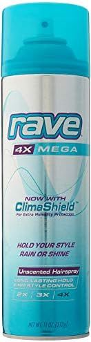 Rave 4x Mega Aerosol Hair Spray Unscented 11 Oz,Pack of 1 | Amazon (US)