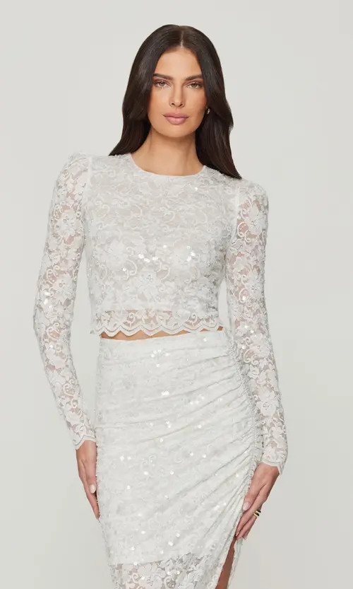 Generation Love Safia Sequin Lace Top in White at Nordstrom, Size X-Small L | Nordstrom