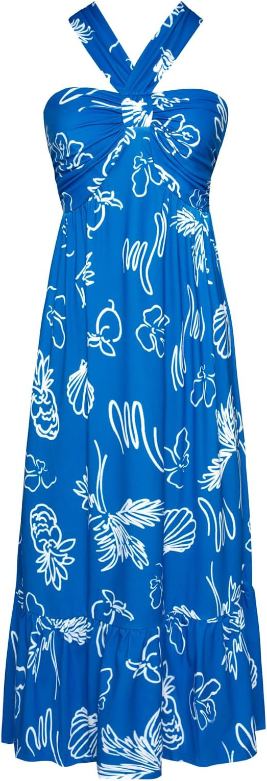 GRACE KARIN 2025 Women's Criss Cross Halterneck Sleeveless Summer Floral Print Flowy A Line Maxi ... | Amazon (US)