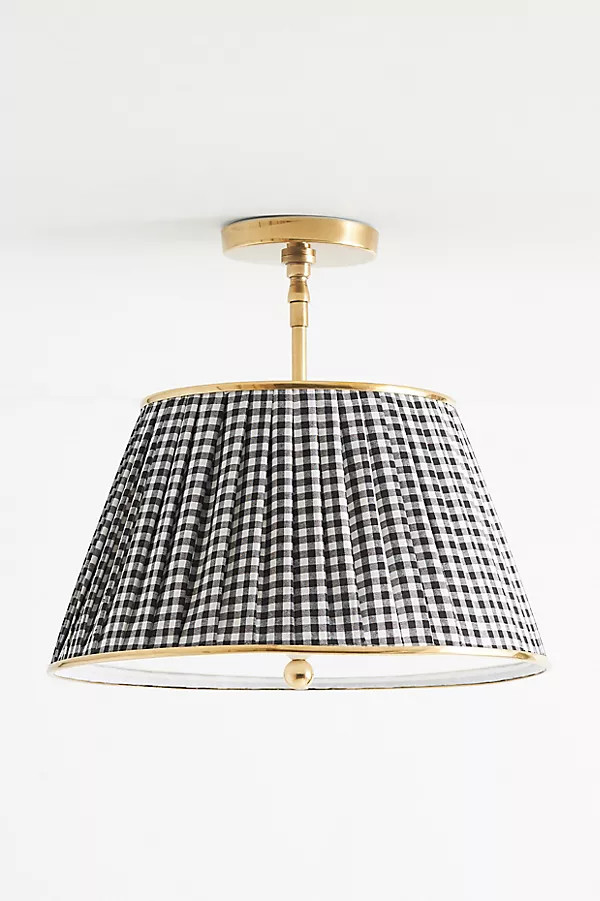 Lee Brass 16" Ruched Printed Semi-Flush Mount Light | Anthropologie (US)