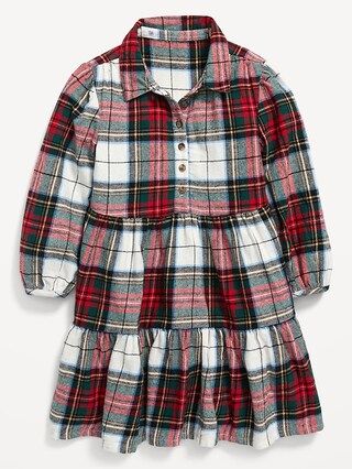 Long-Sleeve Tiered Flannel Shirt Dress for Toddler Girls | Old Navy (US)
