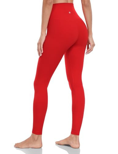 HeyNuts Yoga Pro Full Length Yoga Leggings for Women, Buttery Soft High Waisted Compression Workout Lounge Yoga Pants 28" True Red XS(0/2) | Amazon (US)