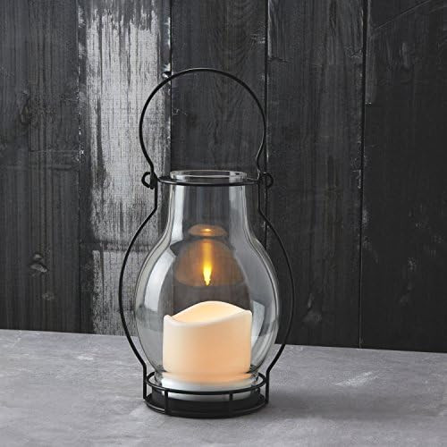 Outdoor Solar Candle Lanterns - 10.5 Inch Tall, Black Metal & Glass, Warm White LED Lights, Dusk to  | Amazon (US)