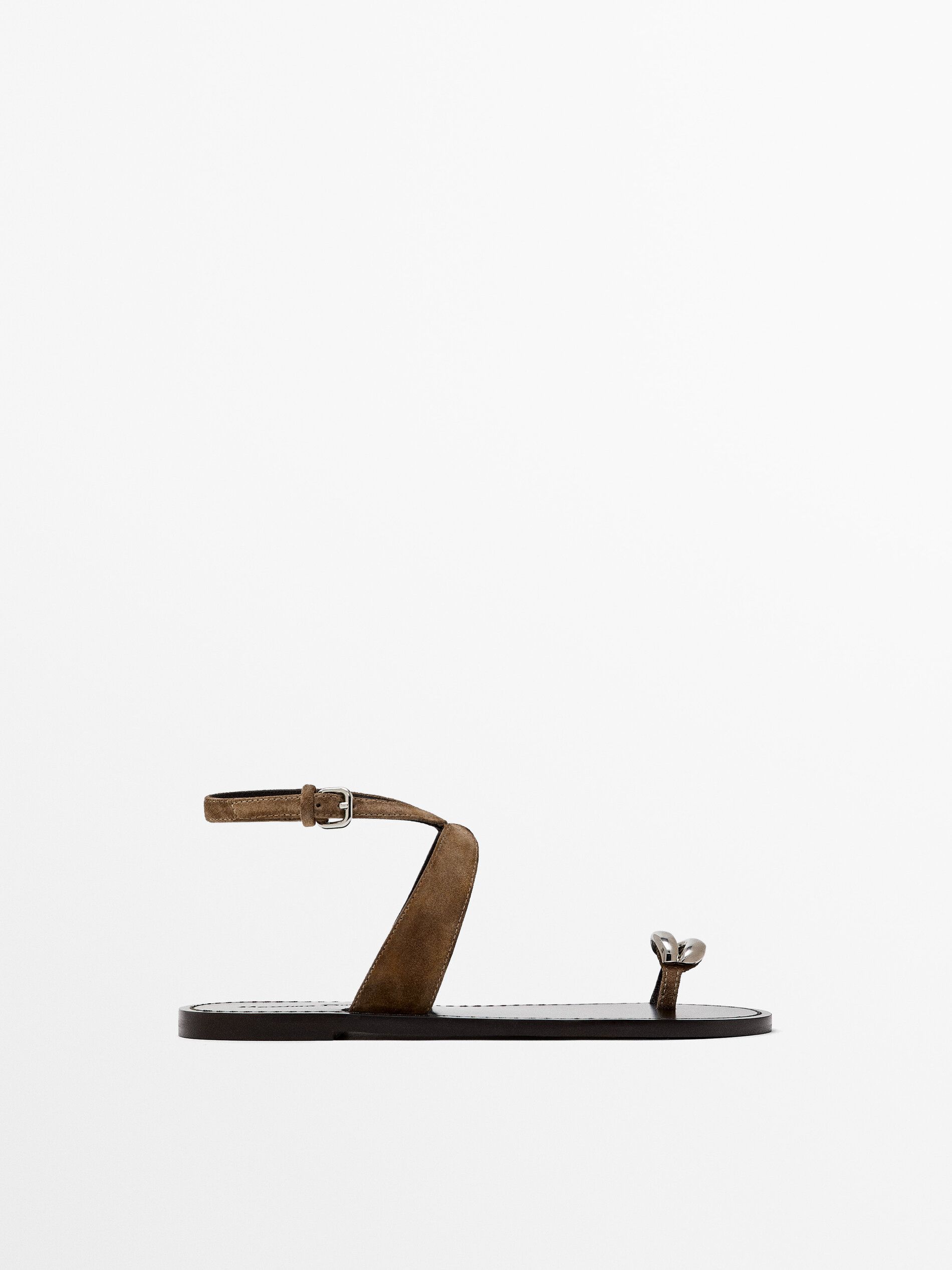 Flat sandals with metallic embellishment - Massimo Dutti United Kingdom | Massimo Dutti UK