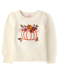 Girls Embroidered Floral Pumpkin Sweater - The Harvest Edit - Cream | Gymboree