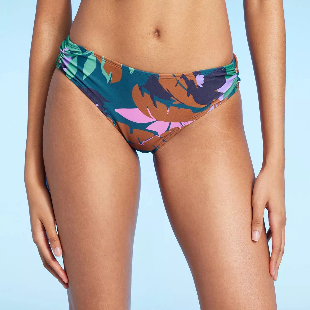 Women's Shirred Medium Coverage Hipster Bikini Bottom - Shade & Shore™ Multi Floral Print | Target
