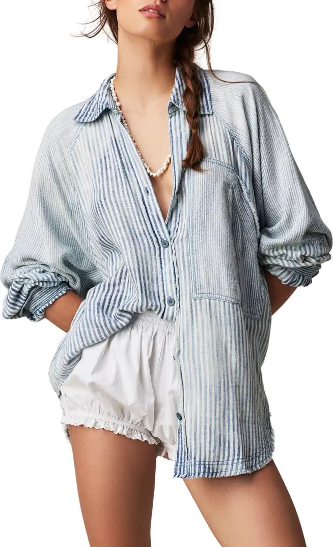 Indigo Skies Stripe Oversize Button-Up Shirt | Nordstrom