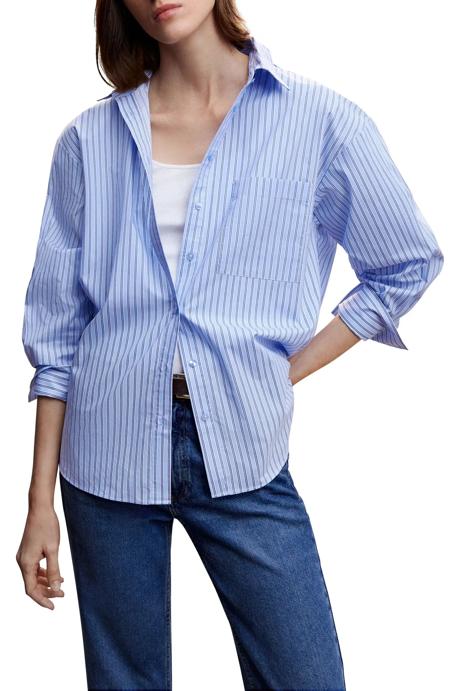 MANGO Oversize Long Sleeve Button-Up Shirt | Nordstrom | Nordstrom