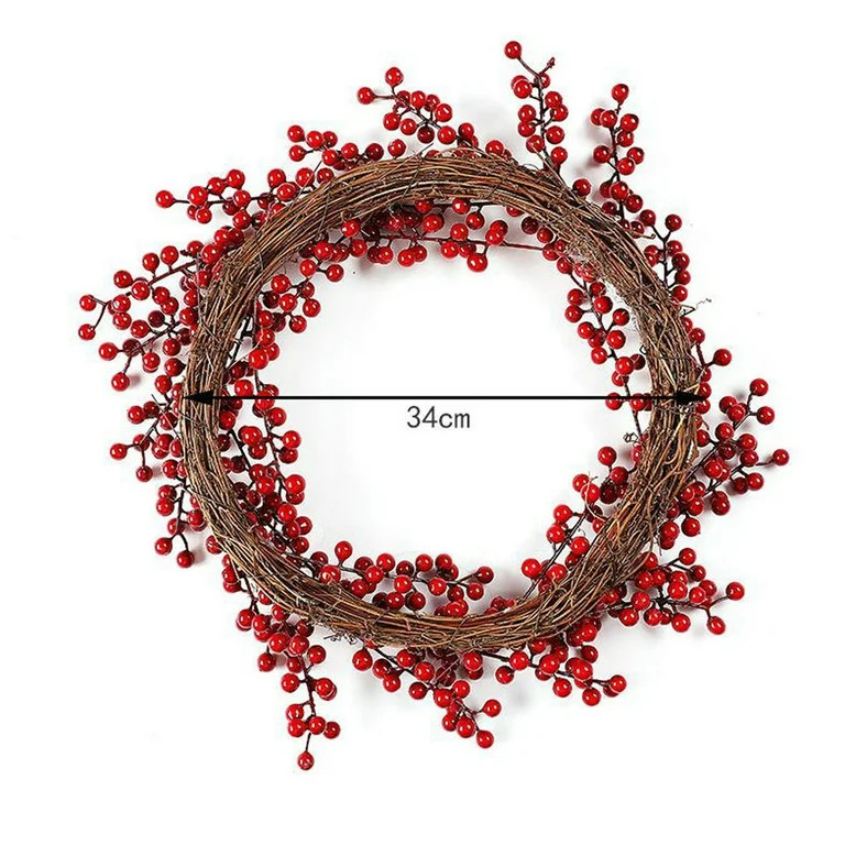 XEOVHV Christmas Wreath,20-Inch Simulation Berry Decorative Wreath Red Fruit Garland for Christma... | Walmart (US)
