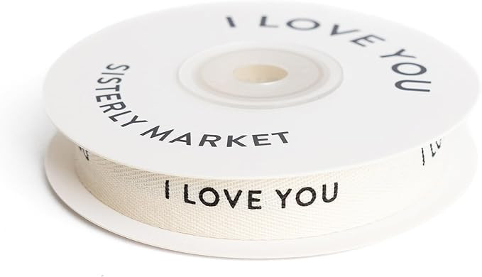 Custom Herringbone Cotton Ribbon, Natural 5/8 Inch Gift Ribbon with I Love You Printed Phrase, 10... | Amazon (US)