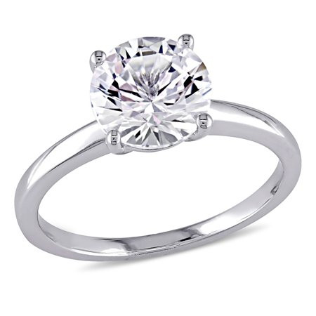 Miadora 10k White Gold Created White Sapphire Solitaire Engagement Ring | Walmart (US)